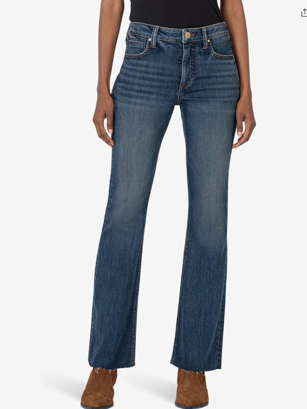 KUT FROM THE CLOTH Stella High-Rise Fab Ab Flare W/Raw Hem Size 8